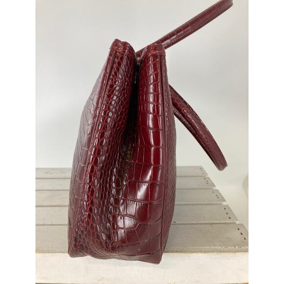 LONGCHAMP LARGE BURGNADY CROC EMBOSSED PRINT SHOULDER BAG - Picture 2 of 16